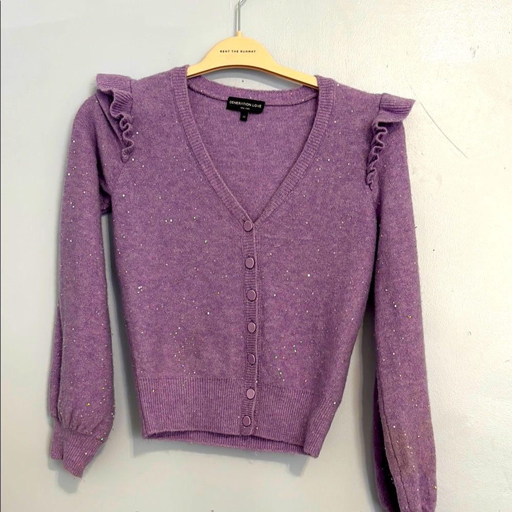 Purple Sweater with Ruffle Details